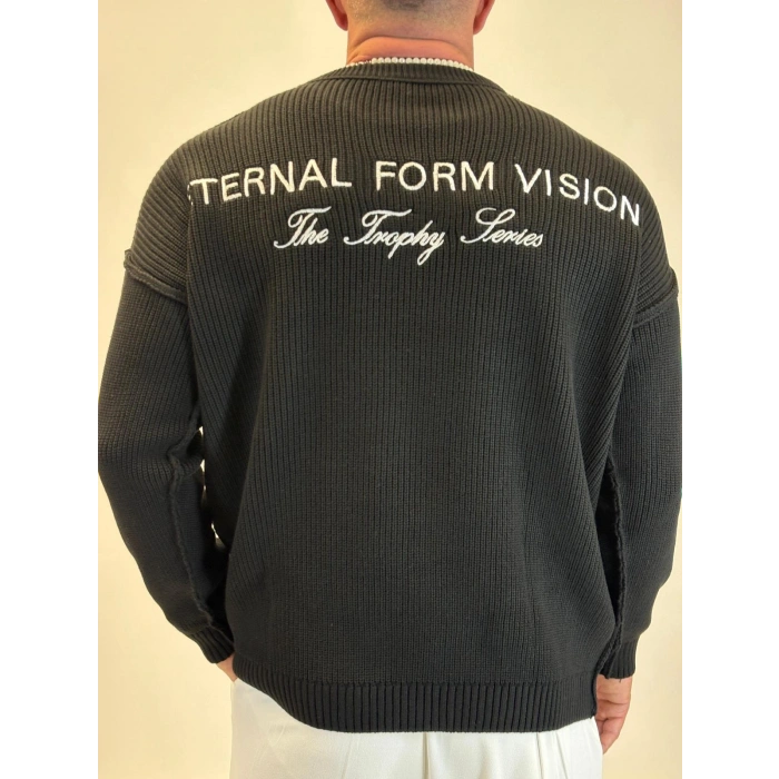 Sırt Nakışlı Kazak Siyah