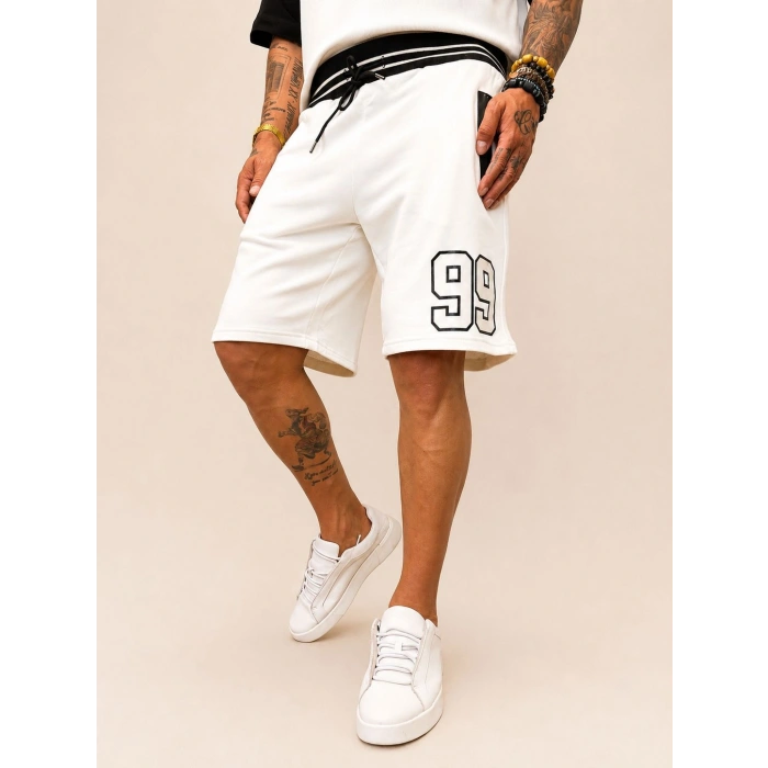 Street Style Spor Şort Beyaz