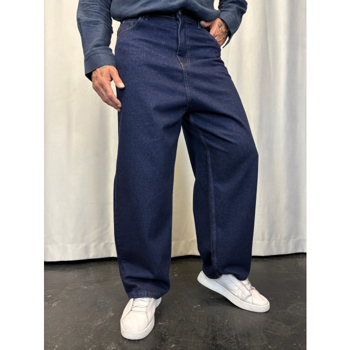Süper Baggy Denim Pantolon Lacivert
