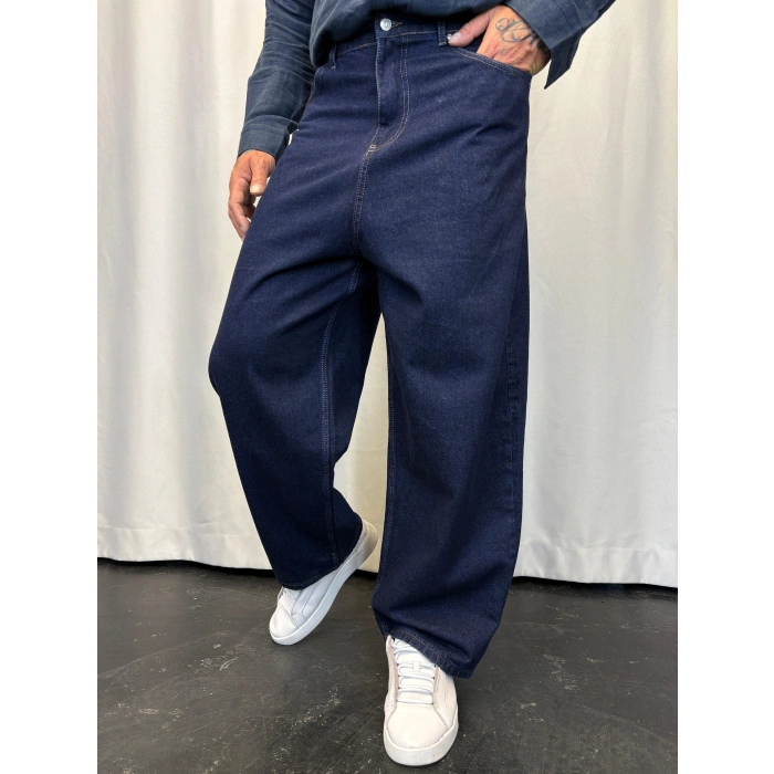 Süper Baggy Denim Pantolon Lacivert