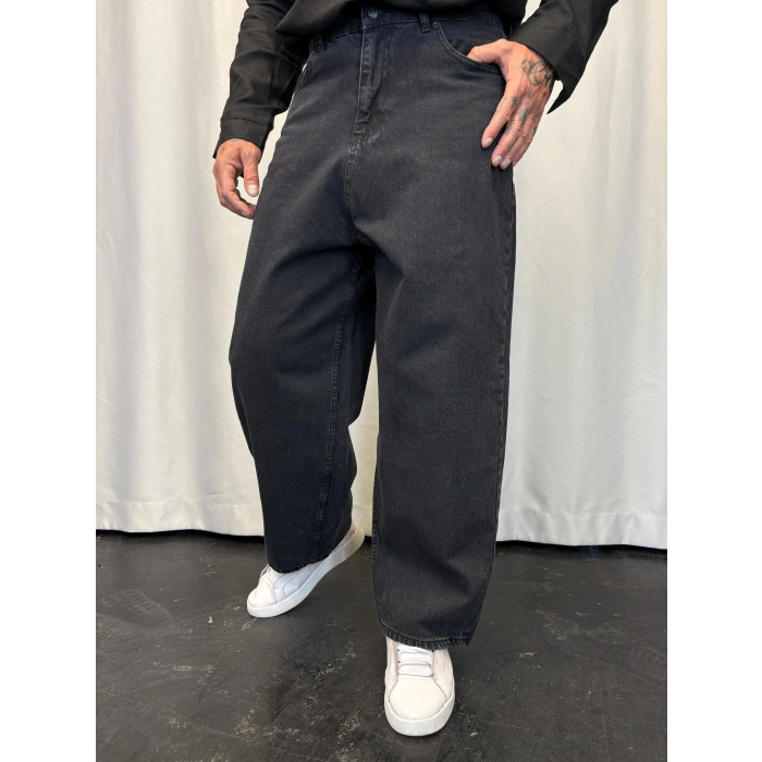 Süper Baggy Denim Pantolon Siyah