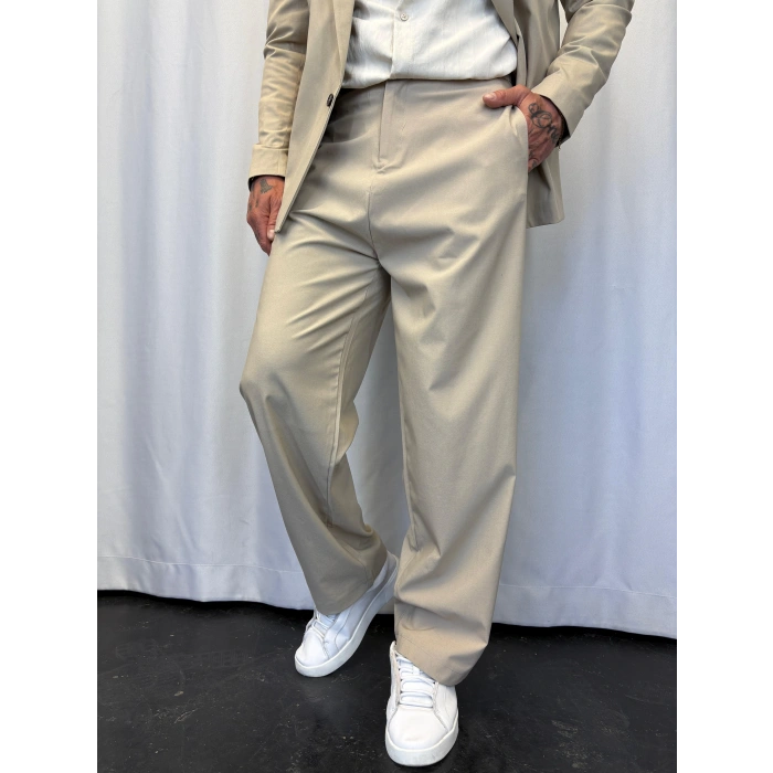 Tek Düğme Takım Elbise Bej