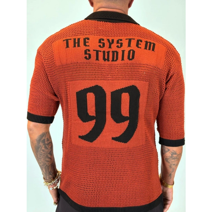 Triko Akrilik 99 V Yaka T-Shirt Turuncu