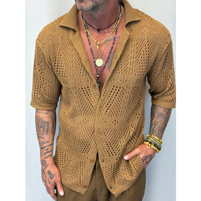 Triko Akrilik Gömlek Kahve