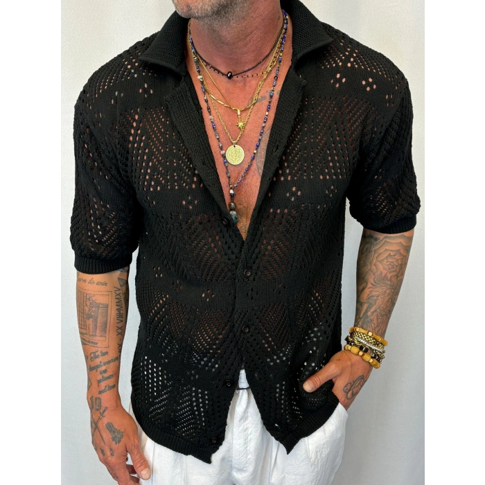 Triko Akrilik Gömlek Siyah