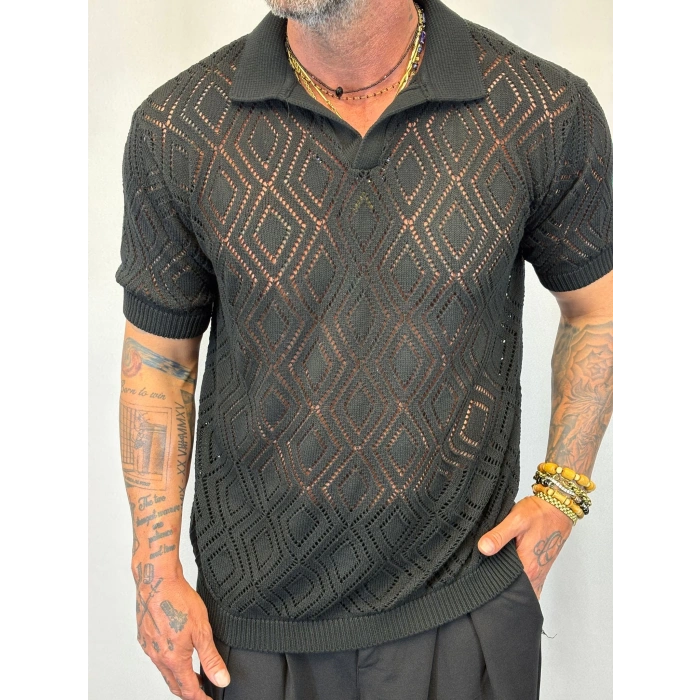 Triko Akrilik T-Shirt Siyah