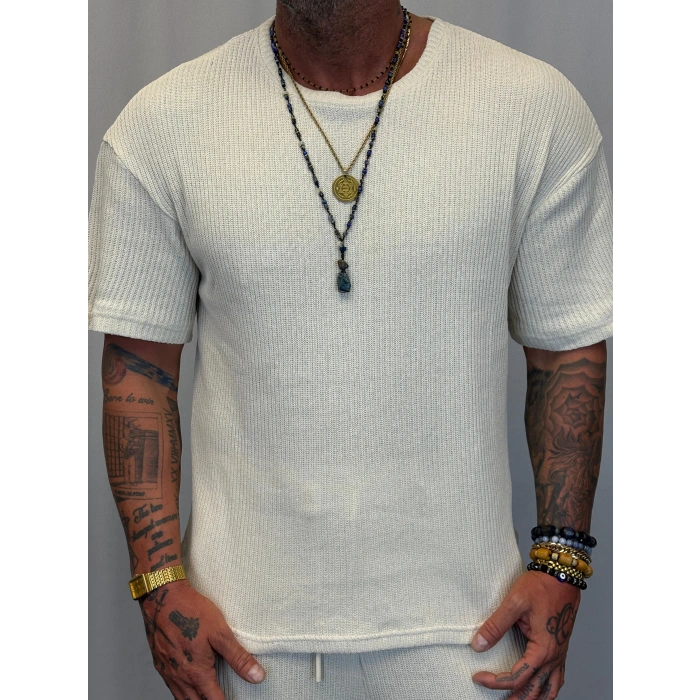 Triko Örme Takım Beyaz