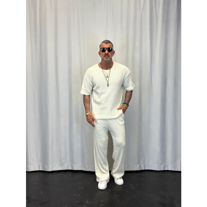 Triko Örme Takım Beyaz