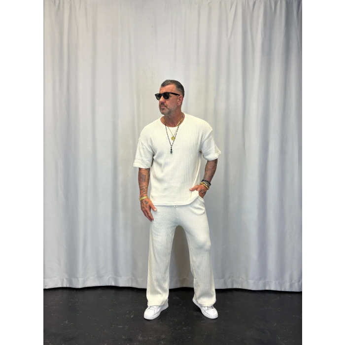 Triko Örme Takım Beyaz