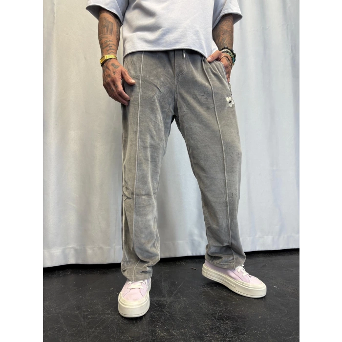 Velvet Kadife Eşofman Altı Gri