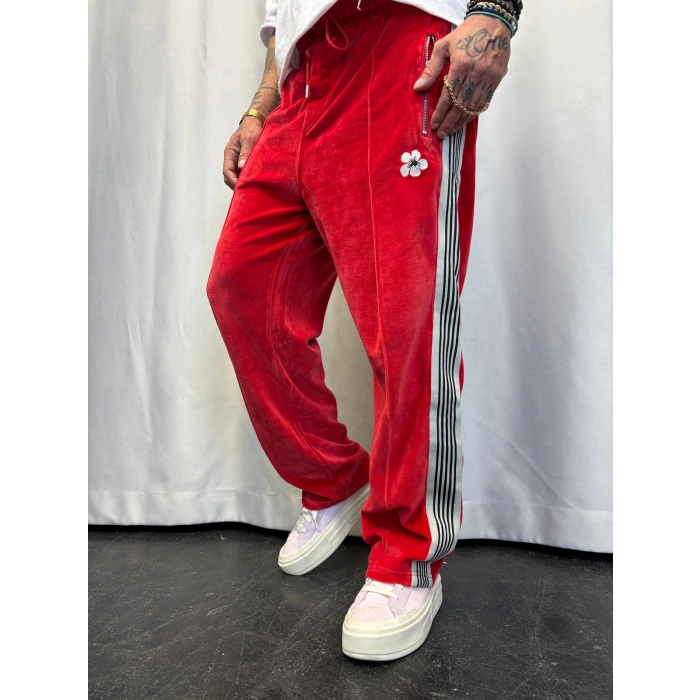 Velvet Kadife Eşofman Altı Kırmızı