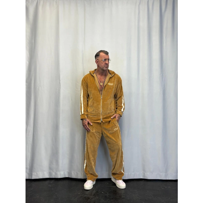 Velvet Kadife Eşofman Takım Camel