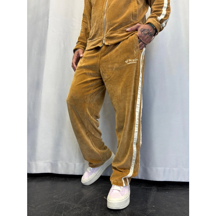 Velvet Kadife Eşofman Takım Camel