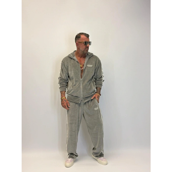 Velvet Kadife Eşofman Takım Gri