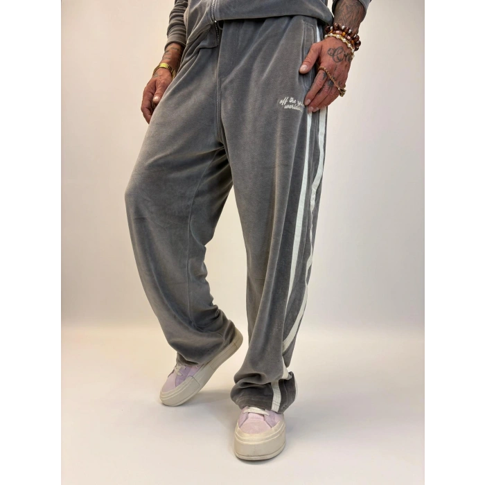 Velvet Kadife Eşofman Takım Gri