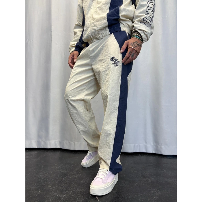 Vintage Crinkle Kapşonlu Takım Beyaz