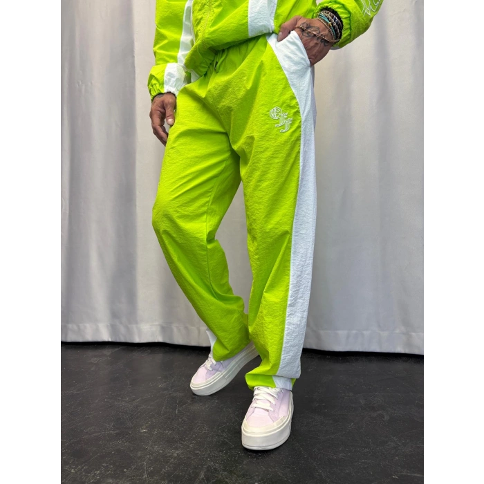 Vintage Crinkle Kapşonlu Takım Fıstık Yeşili