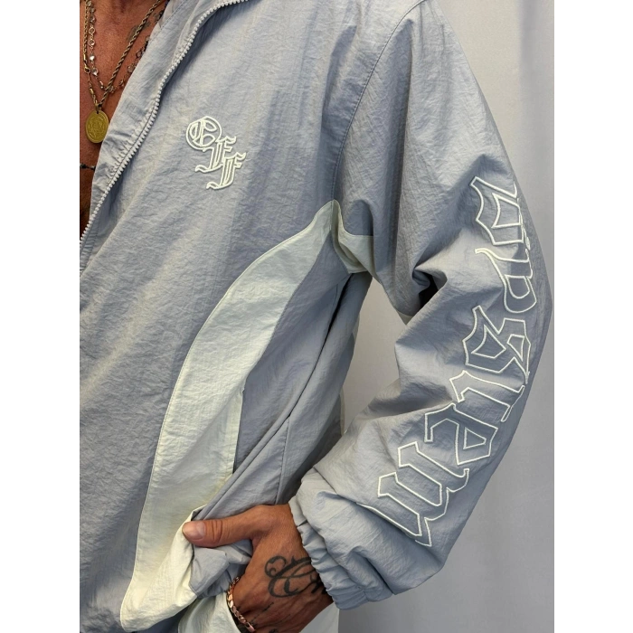 Vintage Crinkle Kapşonlu Takım Gri