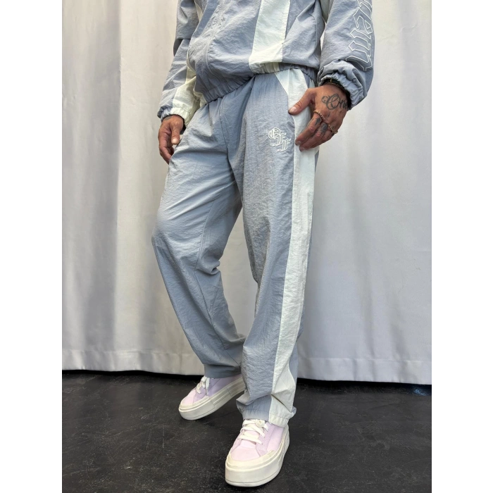 Vintage Crinkle Kapşonlu Takım Gri