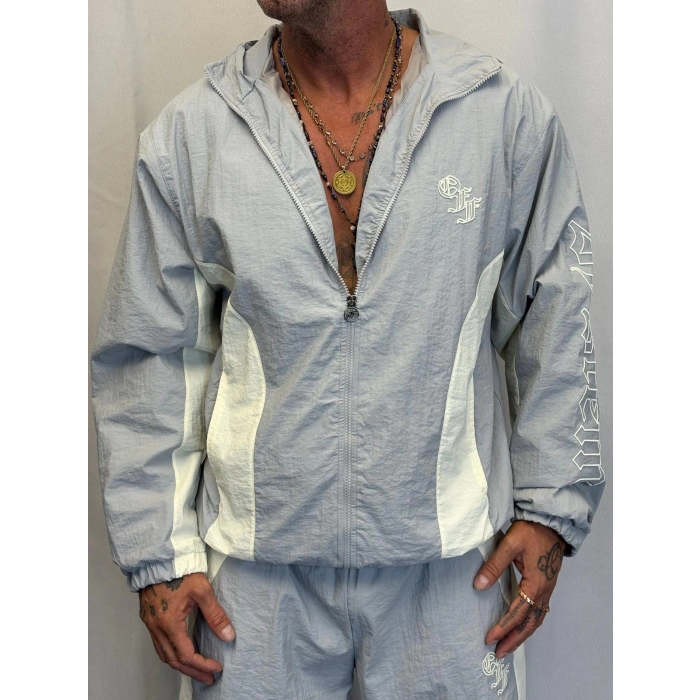 Vintage Crinkle Kapşonlu Takım Gri