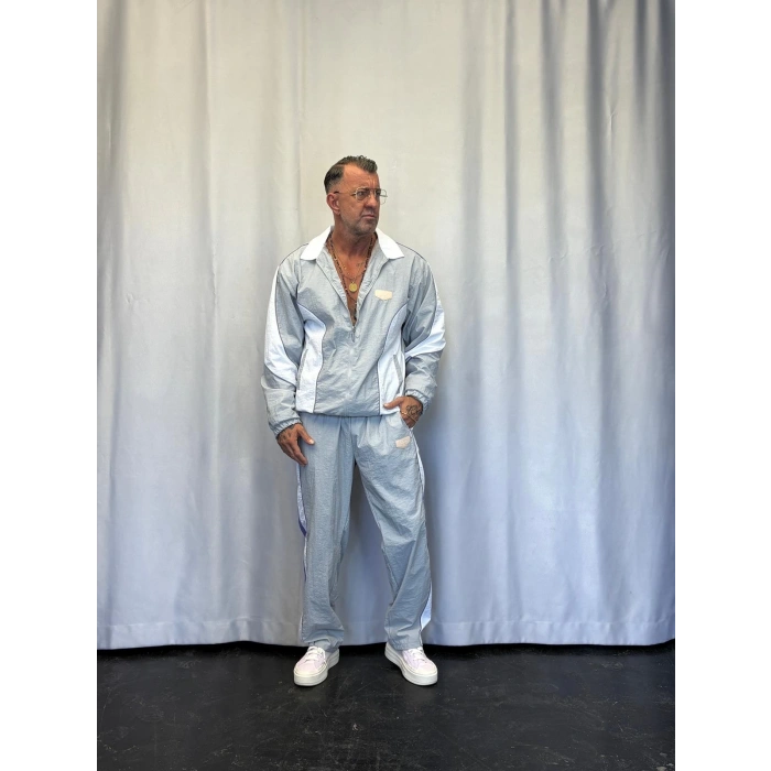 Vintage Crinkle Takım Gri