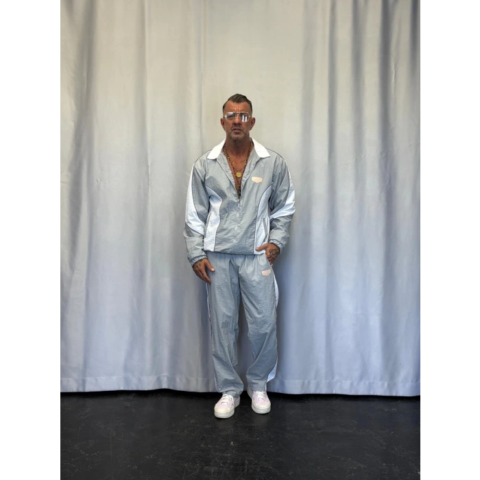 Vintage Crinkle Takım Gri