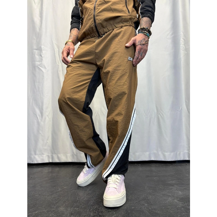 Vintage Şerit Detaylı Takım Camel