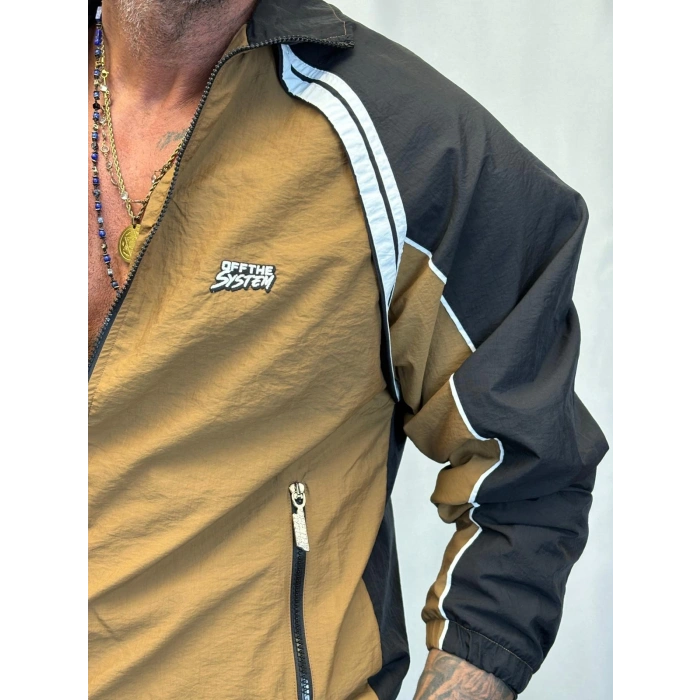 Vintage Şerit Detaylı Takım Camel