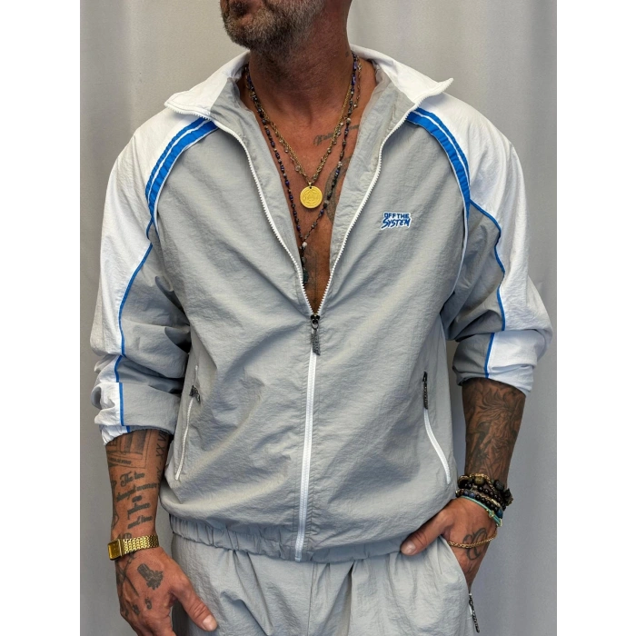 Vintage Şerit Detaylı Takım Gri