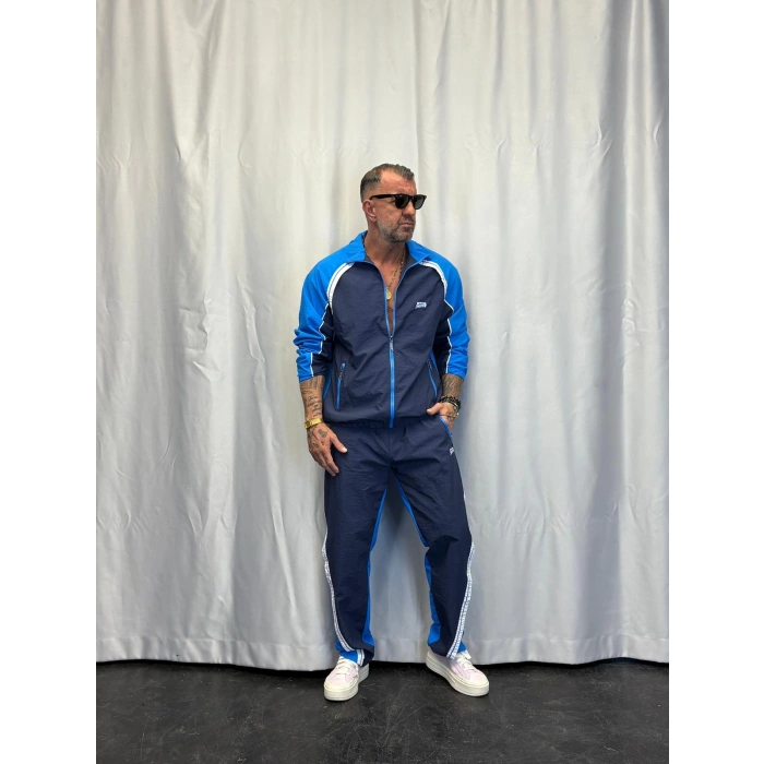 Vintage Şerit Detaylı Takım Lacivert