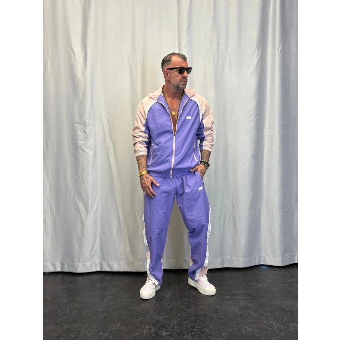 Vintage Şerit Detaylı Takım Lila