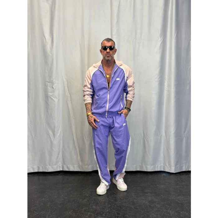 Vintage Şerit Detaylı Takım Lila