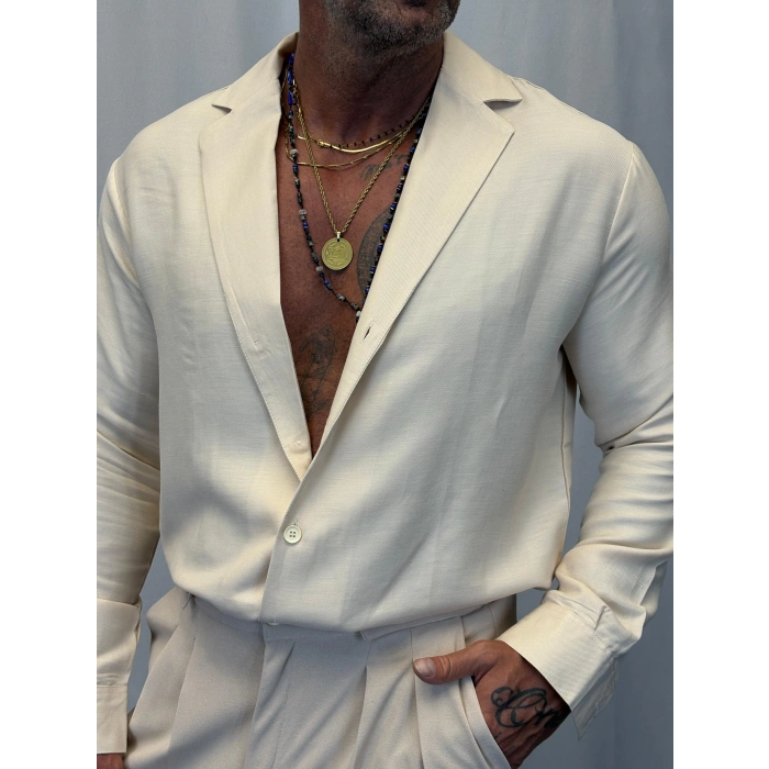 Viscoze Akyaka Gömlek Ekru