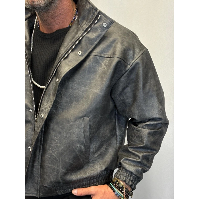 Washing Effect Pu Deri Mont Antrasit