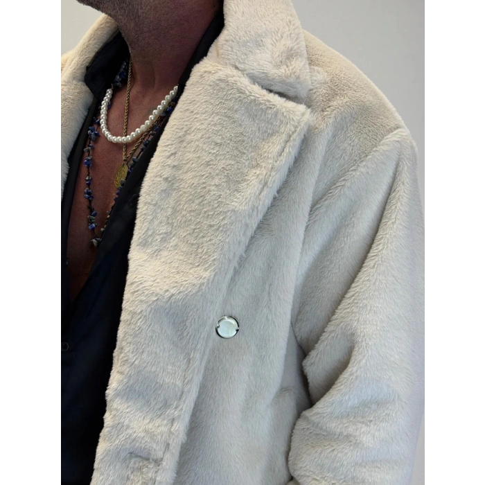 WELBOA Kürk Kemerli Kaban Ekru