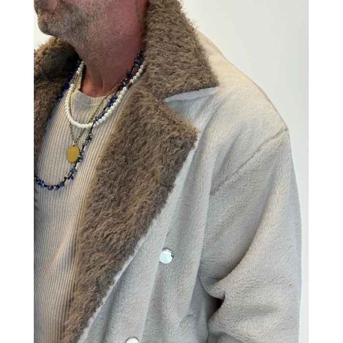 WELBOA Yakası Capo Kürklü Kaban Kahve