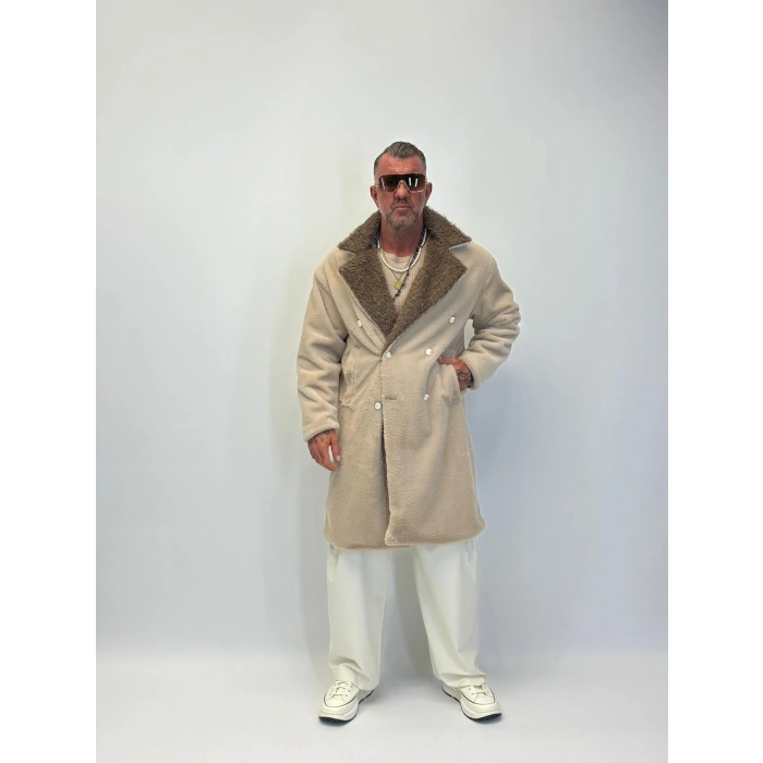 WELBOA Yakası Capo Kürklü Kaban Kahve