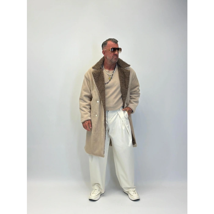 WELBOA Yakası Capo Kürklü Kaban Kahve