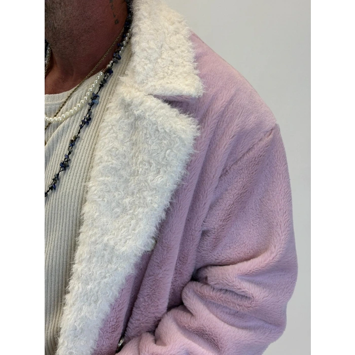 WELBOA Yakası Capo Kürklü Kaban Lila