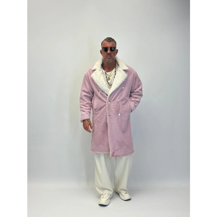 WELBOA Yakası Capo Kürklü Kaban Lila