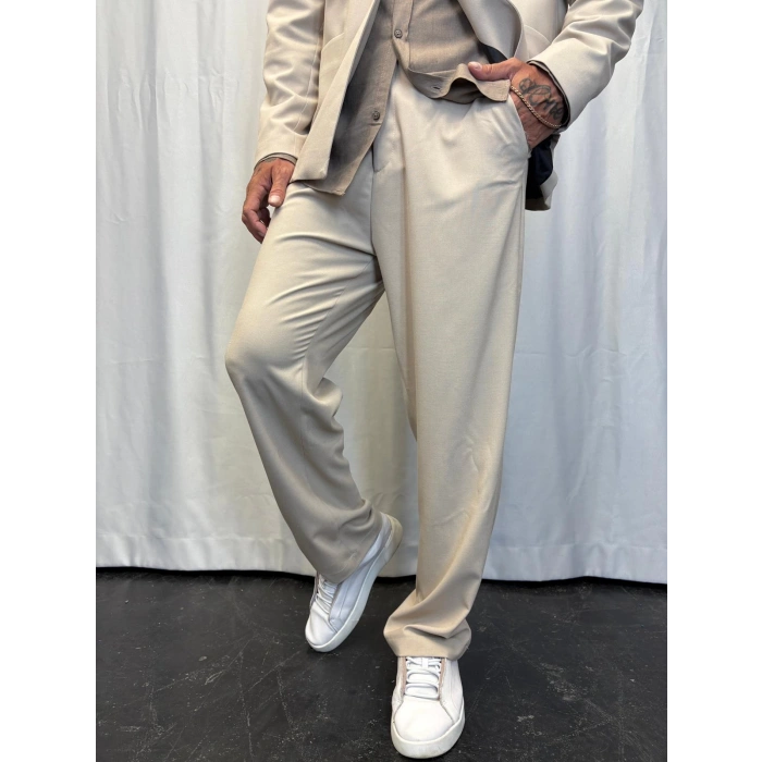 Yakasız Özel Üretim Takım Krem