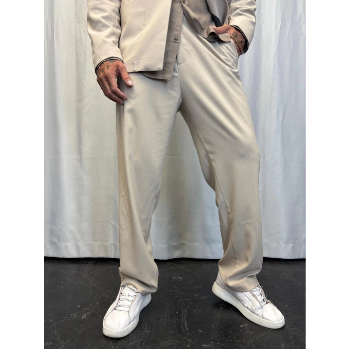 Yakasız Özel Üretim Takım Krem