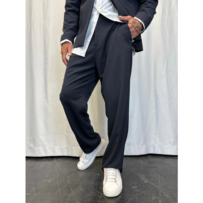 Yakasız Özel Üretim Takım Lacivert