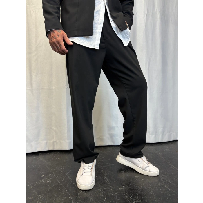 Yakasız Özel Üretim Takım Siyah