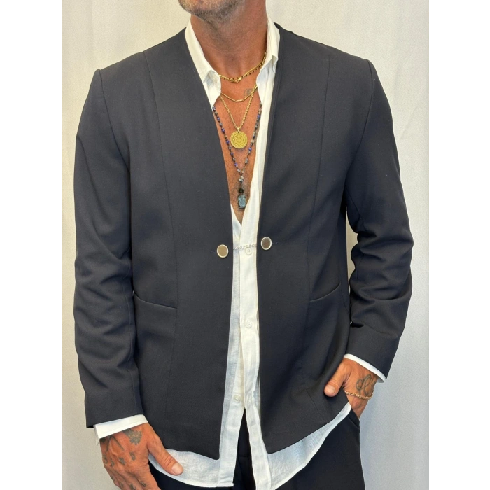 Yakasız Özel Üretim Takım Lacivert