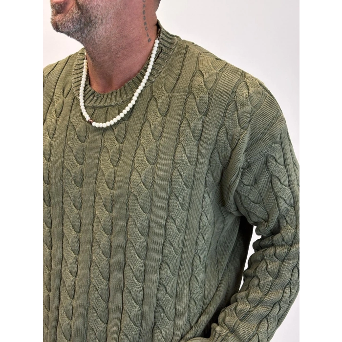 Yıkamalı Örgü Kazak Haki