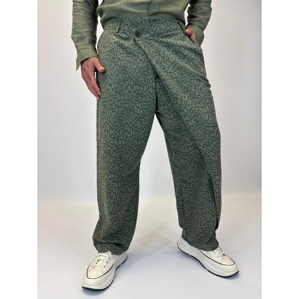Tokyo Style Jakarlı Pantolon Yeşil