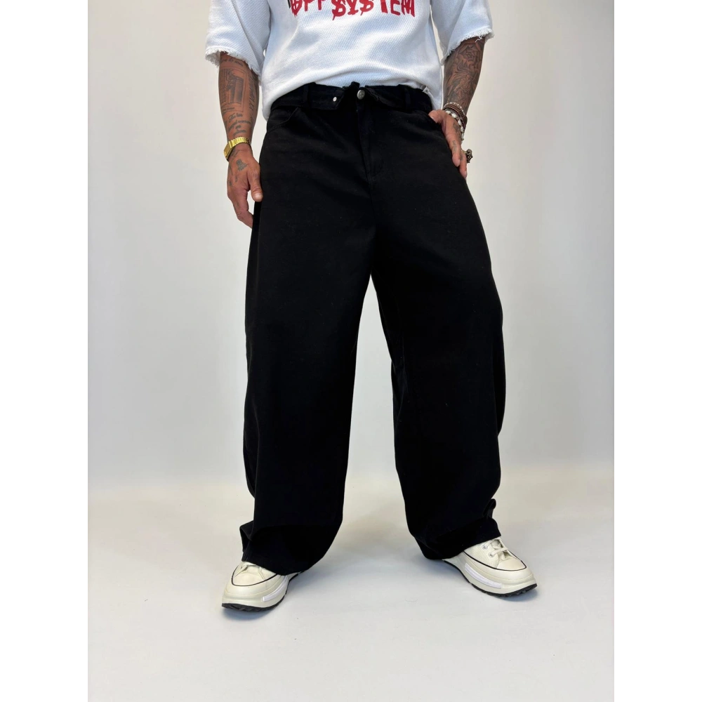 Tky Süper Baggy Yıkamalı Pantolon Siyah