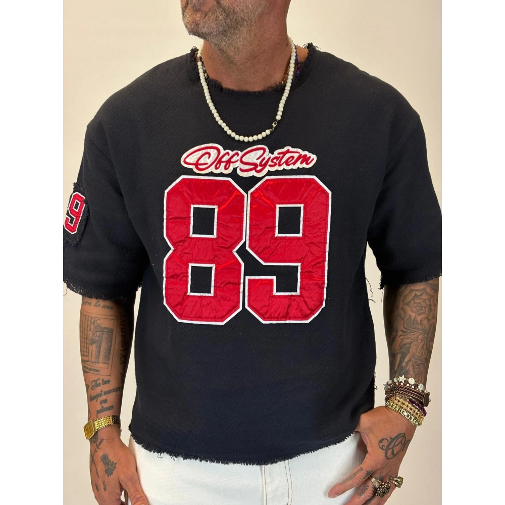 Hasır 89 Saten Aplikeli T-Shirt Siyah