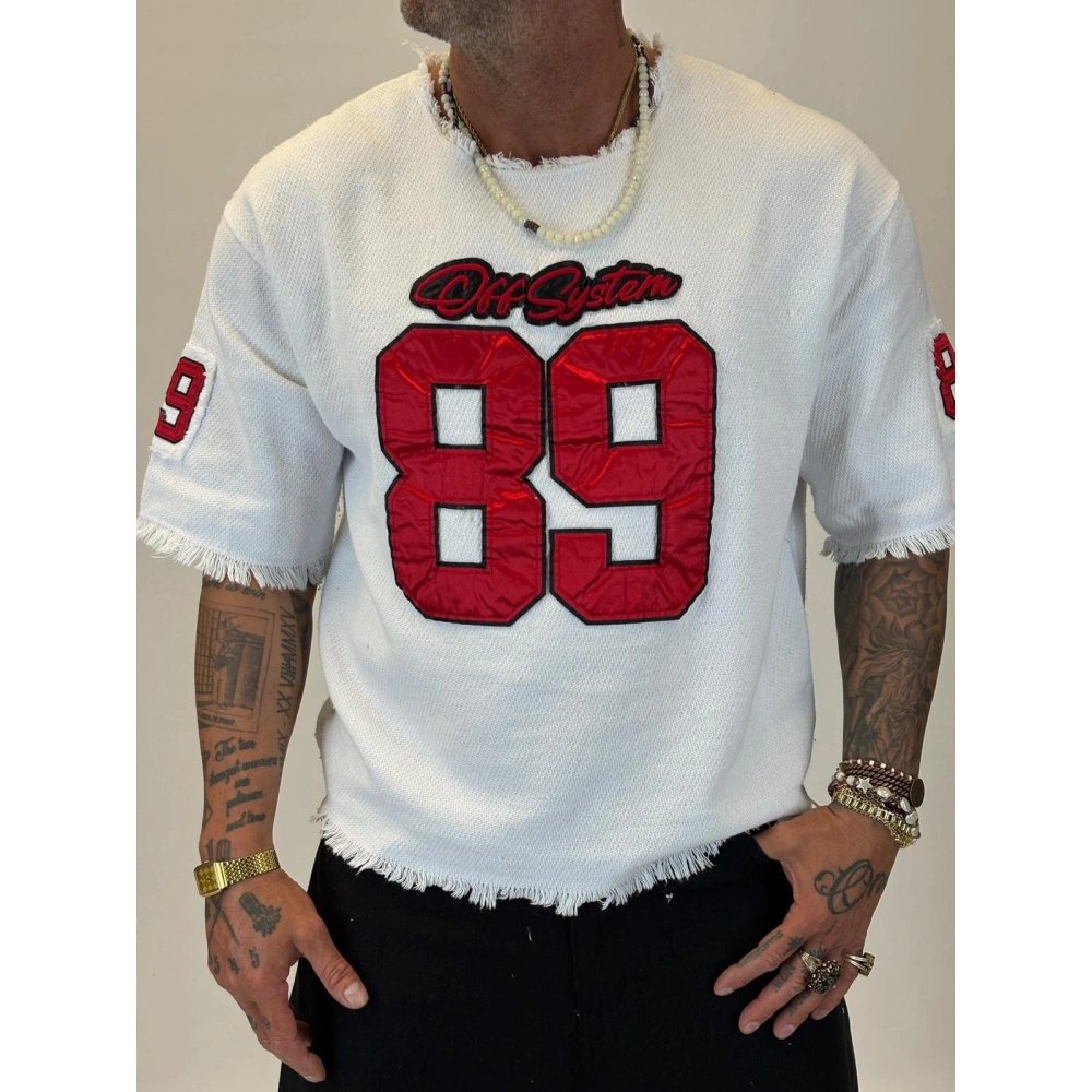 Hasır 89 Saten Aplikeli T-Shirt Beyaz